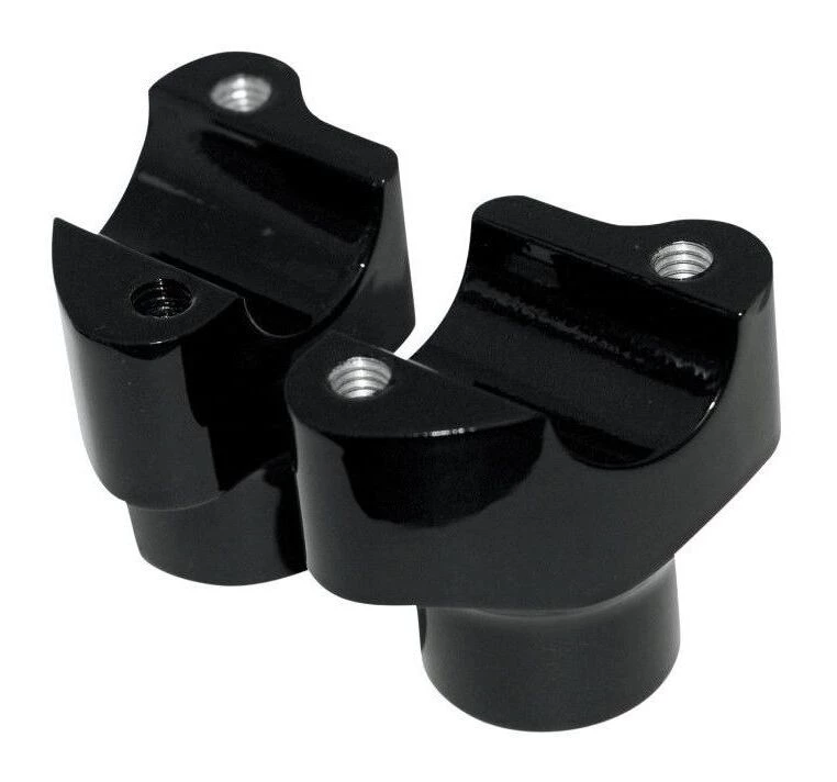 Drag Specialties 1 1/4" Buffalo Handlebar Risers For Harley Black Straight / 1.5" Tall [Previously Installed]