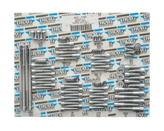 Drag Specialties Complete Motor Bolt Kit For Harley Touring 2007-2016 Smooth / Black Chrome [Open Box]