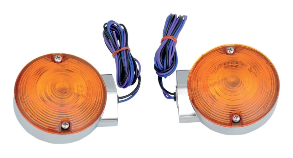 Drag Specialties Flat-Style Front Turn Signals For Harley Touring 1984-2022 3 Drag Specialties Flat-Style Front Turn Signals For Harley Touring 1984-2022