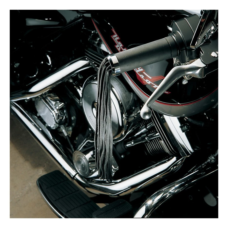 Drag Specialties Fringed Leather Grip End Caps For Harley 4 Drag Specialties Fringed Leather Grip End Caps For Harley - Image 2