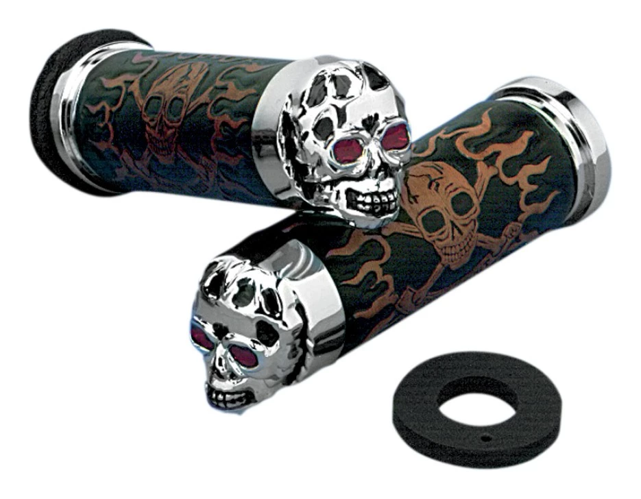 Drag Specialties Skull Grips For Harley With Dual Cable Throttle 4 Drag Specialties Skull Grips For Harley With Dual Cable Throttle - Image 2